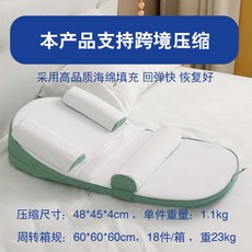 嬰兒防吐奶斜坡墊床 新生兒防嗆奶斜坡枕 寶寶防脹氣床中床 高品質海綿填充 回彈快恢復好, 綠色防溢奶斜坡枕壓縮