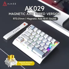 AJAZZ AK029 유선 한손 게이밍 키보드 HE 마그네틱 스위치 RGB 8000Hz 미니 기계식 e스포츠 PC, 02 White