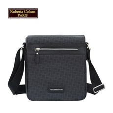 【Roberta Colum】諾貝達男仕側背包，直立翻蓋，黑色經典款，百貨專櫃品質保證，時尚有型, 黑色