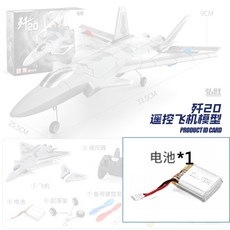 宏旺 殲20 遙控飛機模型 戰鬥機 滑翔機 航模 耐摔 燈光 電動玩具 兒童男孩禮物, 1個, HW36電池