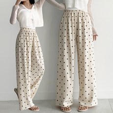 허블리 여성 도트 와이드 밴딩 팬츠 시원한 쿨 바지