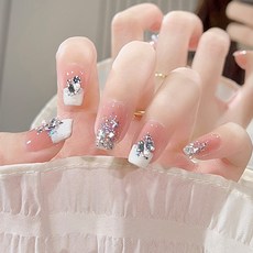 Miri&Ju 데일리 디자인 셀프 네일아트 붙이는 네일팁 24P, 1개, 11-화이트 샤인