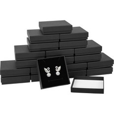 batiFINE 파인 보석 선물 상자 골판지 40팩 35x35x1 인치 목걸이 링 팔찌 귀걸이 디스플레이 상자브라운용 뚜껑이 있는 벌크 코튼 충