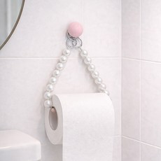 구슬 토퍼 비즈 휴지걸이 무타공 벽걸이 두루마리 홀더, 1개, 진주핑크