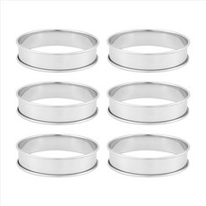6 팩 4 인치 더블 롤 영어 머핀 링 스테인레스 스틸 크럼펫 링 타르트 링 라운드