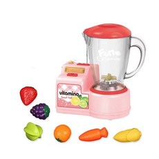 Fun Elaborate 兒童廚房玩具果汁機組 角色扮演遊戲 模擬家電 多種水果蔬菜模型, 粉色, 1個