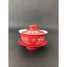 東昇瓷器餐具 紅招財進寶三件茶碗, 1個
