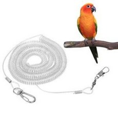 앵무새 투명 스프링 리드줄(소 대) 코뉴어 모란 왕관, 소형(스프링길이46cm), 1개