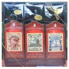 COFFEES of HAWAII 研磨咖啡禮盒組, 1套, 馬魯納伊 + 摩洛凱 + 夏威夷咖啡