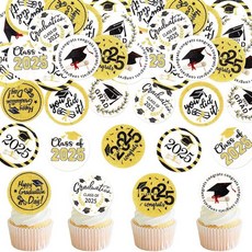 에라카디오 40개입 식용 졸업 컵케이크 토퍼 2026년 졸업 모자 모양 음료 토퍼 파티 장식 픽 2026년 졸업 테마 파티 케이크 데코 용품, 3