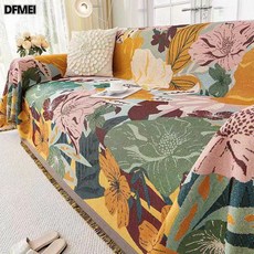 DFMEI 美式复古田园风沙发盖布防尘防猫抓一整张铺盖巾四季通用沙发套罩, 1件, 复古油画-舒意