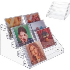 유니크래프탈 5단 아크릴 CD 디스플레이 랙 클리어 홀더 보관함 DVD 케이스 정리함 미디어 선반 보관 및 정리용 표준 최대 32개 12x10.4x7.87, 30.5x26.5x19.9cm