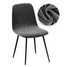 벨벳 및 자카드 짧은 등받이 의자 커버 바 시트 커버 다이닝 커버 의자 스트레치 더스트 커버 홈 호텔 바 웨딩 용, 1 Piece, Velvet-Grey_1 Piece, 1개