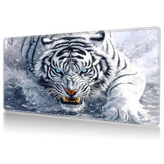 DHYYDSQZ MTG용 플레이매트 게임 플레이 매트 카드 61 x 35.6cm(24 14인치) 테이블 탑 매직 미끄럼 방지 고무 베이스 및 스티치 마우스패드 책상 매트 M, 타이거 화이트