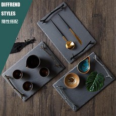 簡約復古風樹枝拉手展示盤, 亮黑色