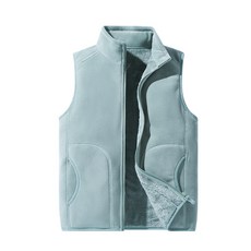 남녀 커플용 올리브 펠트 보온 스탠드 칼라 캐주얼 조끼 내부 착용 베스트