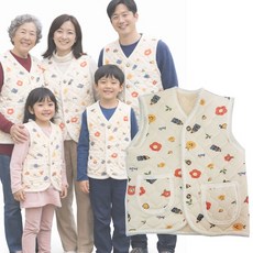 아동복 성인 패밀리룩 제주 감귤 꽃무늬조끼 김장조끼