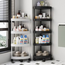 화장실 욕실 코너 선반 공간활용 틈새수납장 다용도 정리 선반 벽걸이 수납 bit*6890rT, 3단 아이보리, 1개