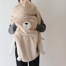 Lemonade 冬季熊熊造型揹巾保暖罩, 卡其