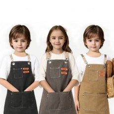 캔버스 데님 앞치마 키즈 어린이집 유치원 초등학생 미술용 작업복, 네이비블루