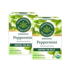 트레디셔널 매디시널 허브티 페퍼민트 허브티 티백 Traditional Medicinals Herbal Tea Peppermint, 16개입, 2개