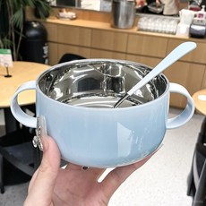 LSAR寶寶輔食碗嬰兒專用幼兒童飯碗雙層不銹鋼保溫碗外出工具全套餐具, 雙層防燙【銀色】輔食碗,食品級304不銹鋼 中空防燙防摔, 1個