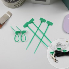 네임텍 사각 전선 메모 케이블타이 소형 100P 전선 묶기 메모 홀더 정리 타이 케이블