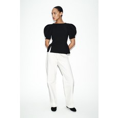[국내발송] ZARA 여성 벌룬 슬리브 펄 리본 탑 - 블랙 2280/844/800 447060