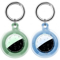 2개 4개 세트 IPX8 방수 홀더 케이스 에어태그 2세대2026 및 1세대용 열쇠고리 포함 귀여운 긁힘 방지 전신 보호용 커버 여행가방 가방 열쇠 어린이용 4가지 색상, B7-Green+Blue