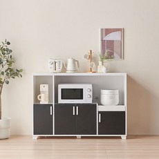 [모던 주방 렌지대] 수납장 다용도 키친 수납가구, 2단, 블랙화이트