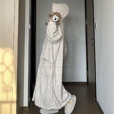 全店折扣 高級外穿提花珊瑚絨睡衣女加絨加厚冬季長款毛絨睡袍浴袍家居睡裙