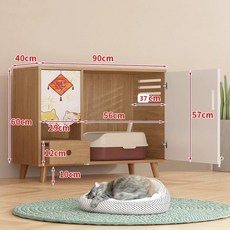 고양이 화장실 캐비닛 대형 특대형 밀폐형 반려묘 목재, 1개, L사이즈배송자가 설치원목