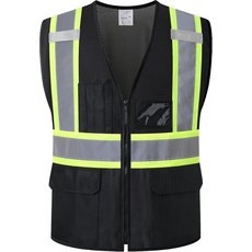 남성용 HATAUNKI 반사 안전 조끼 포켓 하이비스 메시 건설 ANSIISEA 기준 충족 블랙-33 X-대형