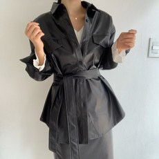 (무배 당일출고) 루즈핏 셔츠 가죽 레더 벨트 자켓 3color