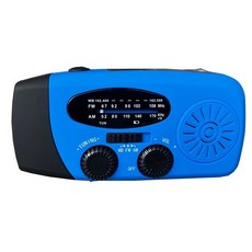 SHENYU 手搖收音機 太陽能收音機 AM/FM/WB隨身聽 手電筒, 升級2000mah太陽能+手搖發電 藍色, s200