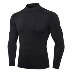 남성용 압박 셔츠 긴소매 운동용 상의 체육관 언더셔츠 액티브 스포츠 베이스레이어 2-블랙 180063