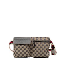 구찌 중고 2000-2015 GG 캔버스 웹 더블 포켓 벨트 백