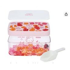 CHEFMADE Hello Kitty KT7110 硅膠冰塊模具多層儲冰盒四件套, 粉紅色, 1個