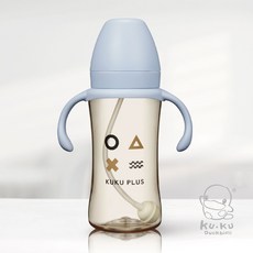 酷咕鴨 KUKU PLUS纯真之瞳寛口PPSU 成長奶瓶 300ML, 1個, 晨曦藍