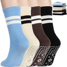 여성용 필라테스 양말 미끄럼 방지 그립 요가 바레 운동 병원용 끈적이는 바닥 - 귀여운 크루 삭스 완벽한 선물(4쌍) 123201, 여성용 필라테스 양말, 미끄럼 방지 그립 요가 양말,, Multi02