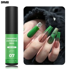 DFMEI 5ml美甲金屬拉線膠勾邊彩繪高密度金屬膠光療拉絲膠美甲店專用, 1個, 1g, 5ml塑料瓶 拉線膠07 綠色:如圖