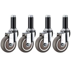 4개 확장형 스템 캐스터 원형 튜브 22-28mm 상업용 주방 준비 테이블용 TPE 고무 휠 내장 볼 베어링, 02 2인치, 03 Type 1