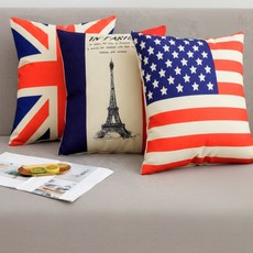 로로이 국기무늬 쿠션커버 봄쿠션커버