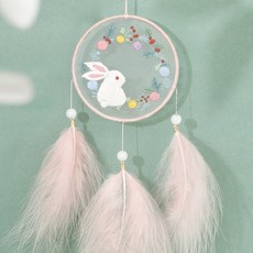 DIY夢幻刺繡捕夢網手作材料包, 兔子, 1個