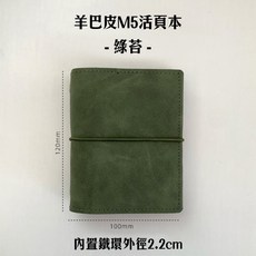RAYRAYGO 羊巴皮 M5 活頁本 迷你手帳, M5封套-綠苔【羊巴皮】無內頁, 1個