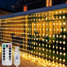 크리스마스 장식 LED 커튼 커튼 가랜드 창문 USB 전원 요정 조명 페스툰 리모컨 포함 해 2026, 03 Warm White, 05 4Mx3M-450LED, 1개