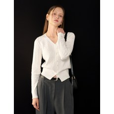 브랜드정품 제너럴아이디어 GENERALIDEA 시그니처 브이넥 케이블 가디건 WHITE WBE1L04509 252612