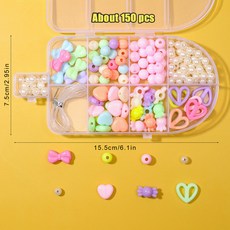 兒童DIY串珠材料包 手工製作手鍊項鍊益智玩具, 冰淇淋串珠約150顆送2米彈力線）, 1個