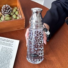 女生塑料水杯 夏季大容量杯子, 黑白豹紋, 1個, 500毫升