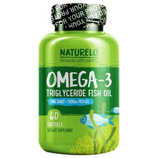NATURELO Omega-3 甘油三酯魚油 1100 毫克軟膠囊無麩質, 1罐, 60顆